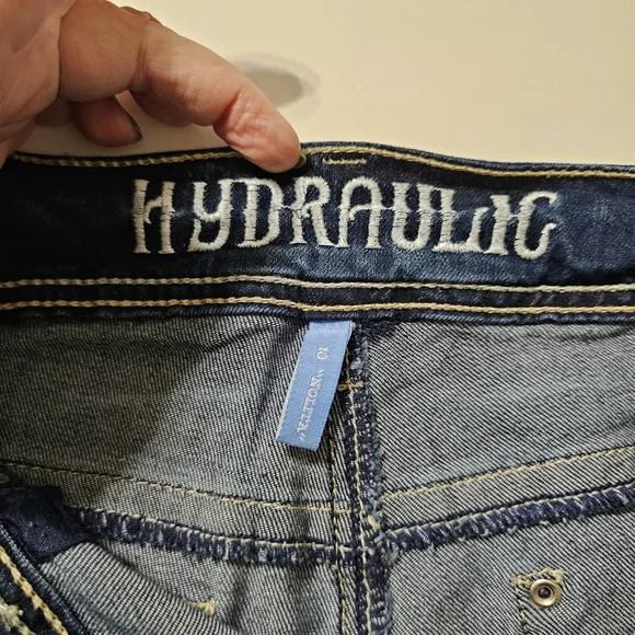 Hydraulic Nolita Ankle Skinny jeans size 10 embroidered blue denim 27" inseam - Picture 10 of 14